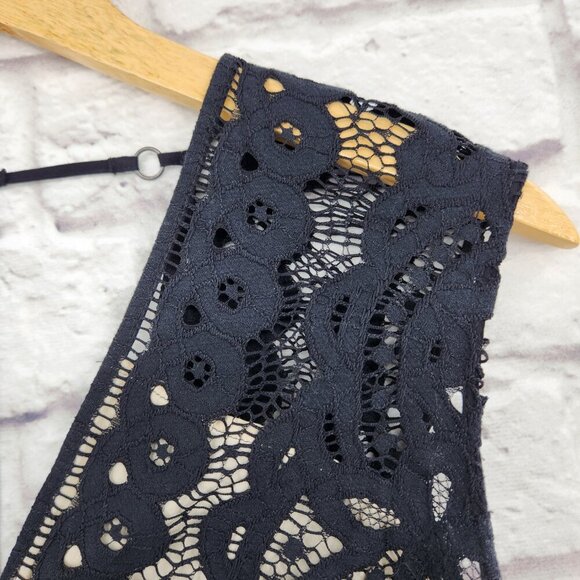 Free People One Million Lovers Black Lace Overlay Mini Dress Size 2 - Picture 6 of 16